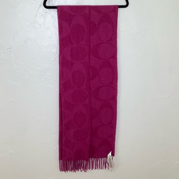 Coach Signature C Muffler Logo Cashmere Silk Angora Wool Scarf SZ 72X19.5 NWT - Picture 6 of 13